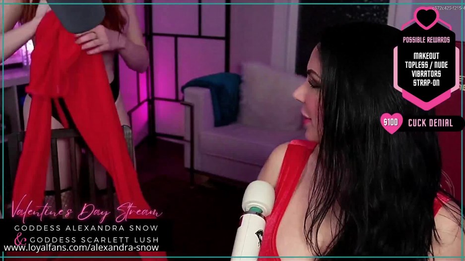LoyalFans 2023 Goddess Alexandra Snow Valentines Day Lesbian Cuckold Livestream With Scarlett Lush